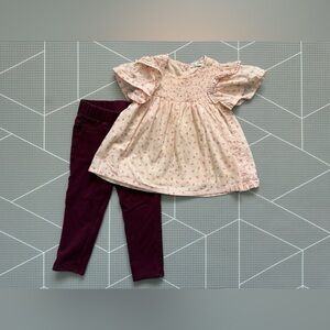 Jessica Simpson|Baby girl/toddler pastel Pink,ditsy Floral Smocked Top & pants•